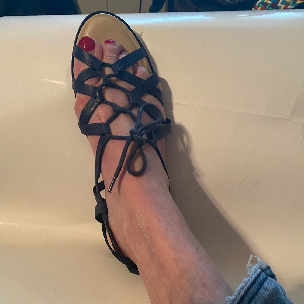 Sole Society Gillian Sz 7.5 Blue Strappy Leather Sandal